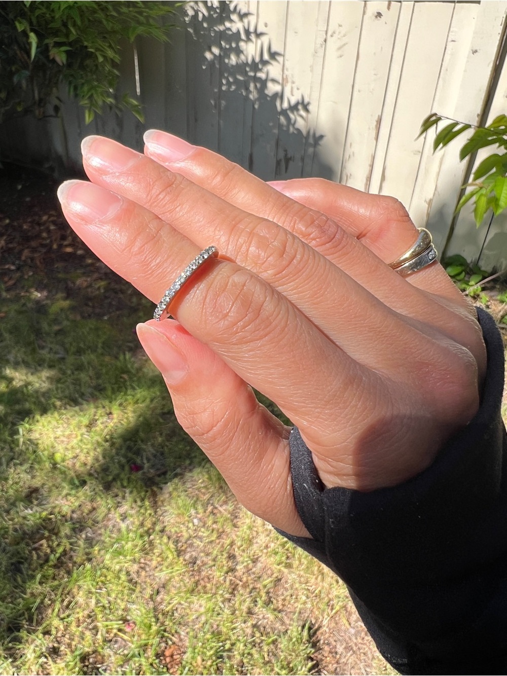 14k White Gold Diamond Band Ring - Picture 7 of 10